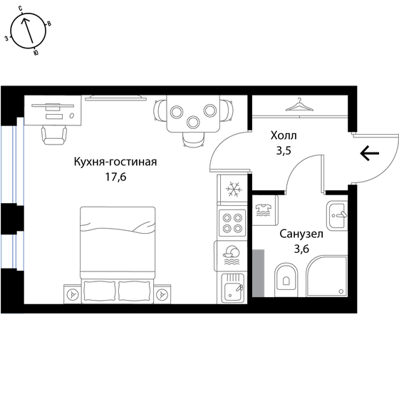 24,7 м², квартира-студия 4 478 801 ₽ - изображение 1