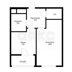 Квартира 34,9 м², 1-комнатная - изображение 2