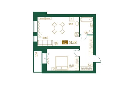 49,2 м², 2-комнатная квартира 6 624 000 ₽ - изображение 63