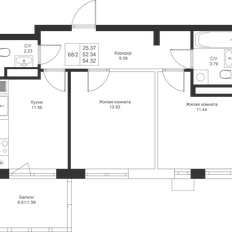 Квартира 54,3 м², 2-комнатная - изображение 3