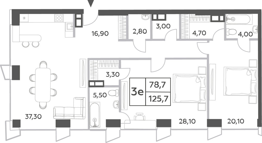 125,7 м², 3-комнатная квартира 59 153 544 ₽ - изображение 1