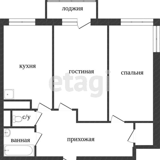 60 м², 2-комнатная квартира 6 900 000 ₽ - изображение 1