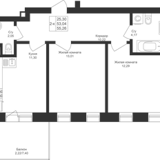 Квартира 55,3 м², 2-комнатная - изображение 3