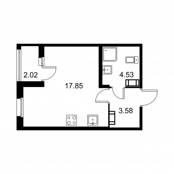 27 м², квартира-студия 4 477 020 ₽ - изображение 1