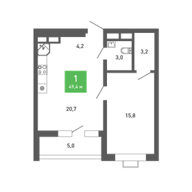 50,1 м², 1-комнатная квартира 5 926 094 ₽ - изображение 13