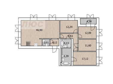 Квартира 128,3 м², 4-комнатная - изображение 1