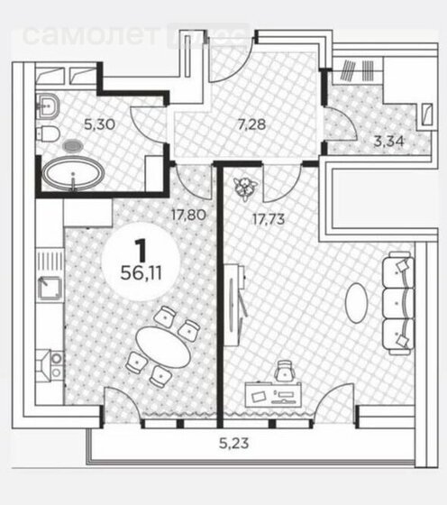 56 м², квартира-студия 10 500 000 ₽ - изображение 1