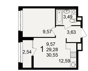 Квартира 30,6 м², студия - изображение 1