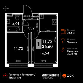 Квартира 36,6 м², 1-комнатные - изображение 1