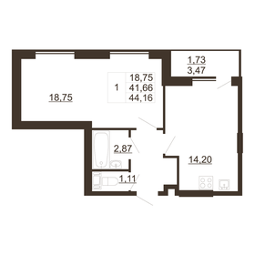 46,7 м², 1-комнатная квартира 5 495 390 ₽ - изображение 15