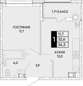 34,3 м², 1-комнатная квартира 5 042 100 ₽ - изображение 16