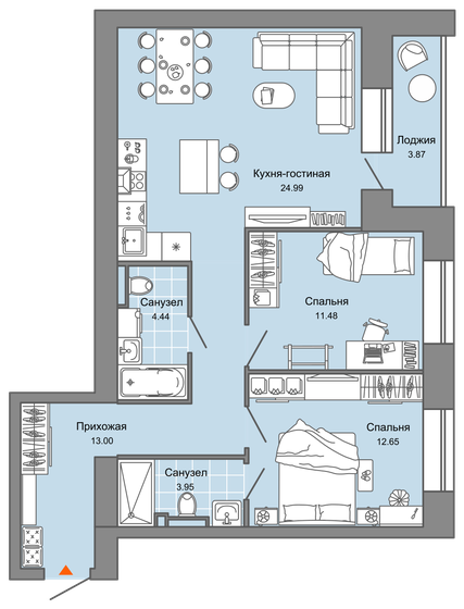 72 м², 3-комнатная квартира 7 582 454 ₽ - изображение 1
