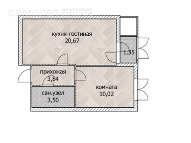 Квартира 37,8 м², 2-комнатная - изображение 1