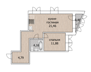 Квартира 49,4 м², 2-комнатная - изображение 1