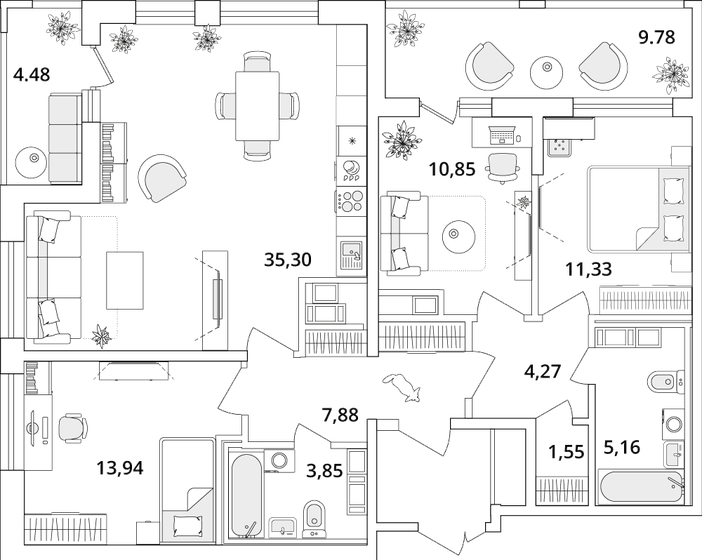 101,3 м², 3-комнатная квартира 23 202 126 ₽ - изображение 1