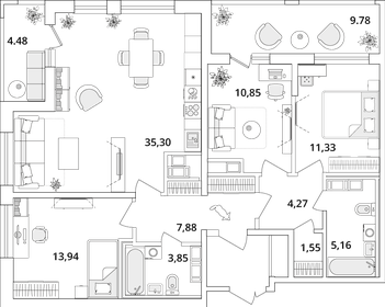 32,1 м², 1-комнатная квартира 2 299 000 ₽ - изображение 46