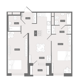 63 м², 2-комнатная квартира 11 800 000 ₽ - изображение 80