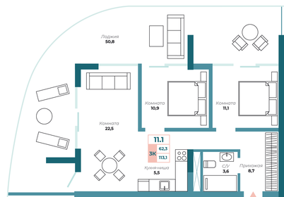 144,5 м², 4-комнатная квартира 33 729 960 ₽ - изображение 52