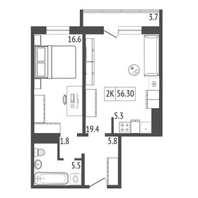 56,3 м², 2-комнатная квартира 8 236 690 ₽ - изображение 4