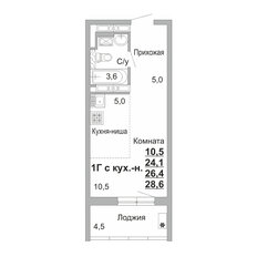 Квартира 26,9 м², студия - изображение 3