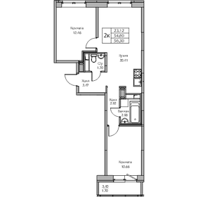 54 м², 2-комнатная квартира 9 400 000 ₽ - изображение 6