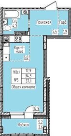 37,1 м², 1-комнатная квартира 5 342 400 ₽ - изображение 44