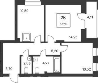 Квартира 57,3 м², 2-комнатная - изображение 1