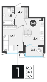 37,2 м², 1-комнатная квартира 6 807 600 ₽ - изображение 20
