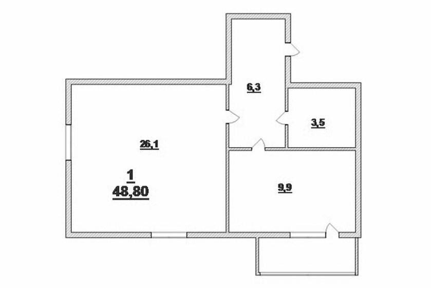 48,8 м², 1-комнатная квартира 7 490 000 ₽ - изображение 1