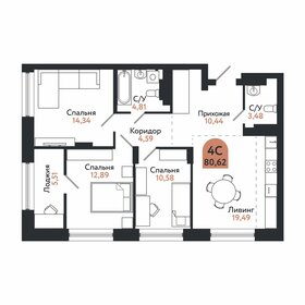 Квартира 80,6 м², 4-комнатная - изображение 1