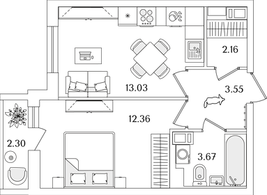 36,3 м², 1-комнатная квартира 9 442 830 ₽ - изображение 38