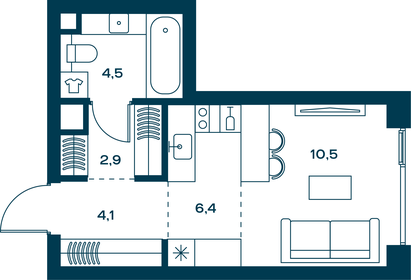 Квартира 28,4 м², студия - изображение 1