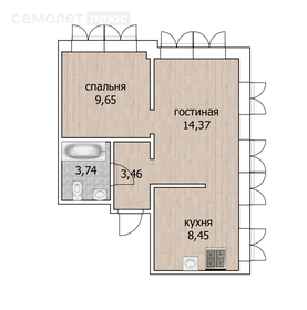 Квартира 39,6 м², 2-комнатная - изображение 1