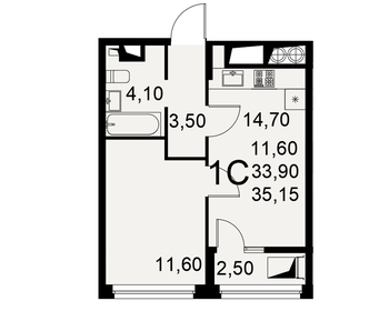 33 м², 1-комнатная квартира 2 790 000 ₽ - изображение 40