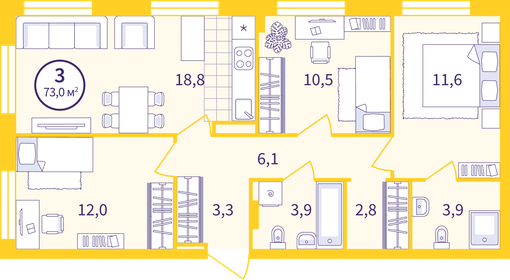 83,1 м², 3-комнатная квартира 7 450 000 ₽ - изображение 116