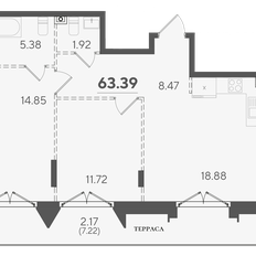 Квартира 63,4 м², 2-комнатная - изображение 2