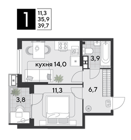 37,6 м², 1-комнатная квартира 6 538 640 ₽ - изображение 9