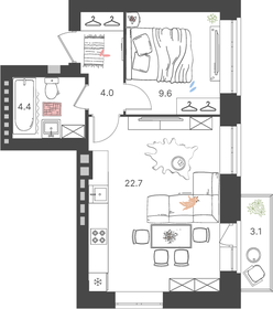 Квартира 41,6 м², 1-комнатная - изображение 1