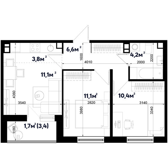 49,5 м², 3-комнатная квартира 7 449 750 ₽ - изображение 1