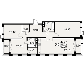 Квартира 100 м², 3-комнатная - изображение 1