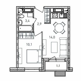 Квартира 31,5 м², 1-комнатная - изображение 1