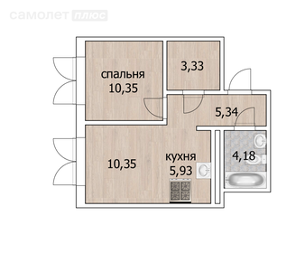 Квартира 39,5 м², 2-комнатная - изображение 1