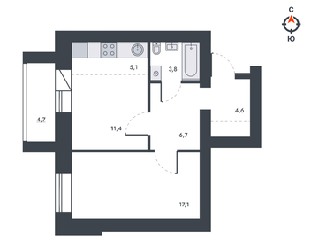 56,1 м², 2-комнатная квартира 5 950 000 ₽ - изображение 25
