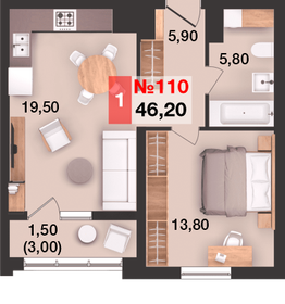 45,8 м², 1-комнатная квартира 5 175 400 ₽ - изображение 11