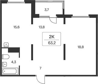 Квартира 63,2 м², 2-комнатная - изображение 2