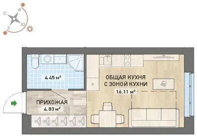 Квартира 25,4 м², студия - изображение 1