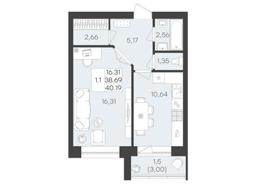 40,2 м², 1-комнатная квартира 5 224 700 ₽ - изображение 47