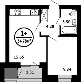 Квартира 34,8 м², 1-комнатная - изображение 1