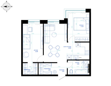 Квартира 64,3 м², 1-комнатная - изображение 2