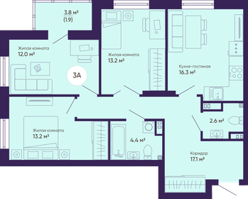 Квартира 80,7 м², 3-комнатная - изображение 1